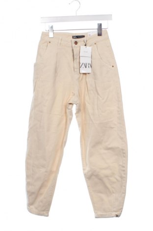 Blugi de femei Zara, Mărime XS, Culoare Ecru, Preț 163,16 Lei