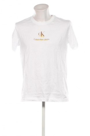 Herren T-Shirt Calvin Klein Jeans, Größe L, Farbe Weiß, Preis 23,99 €