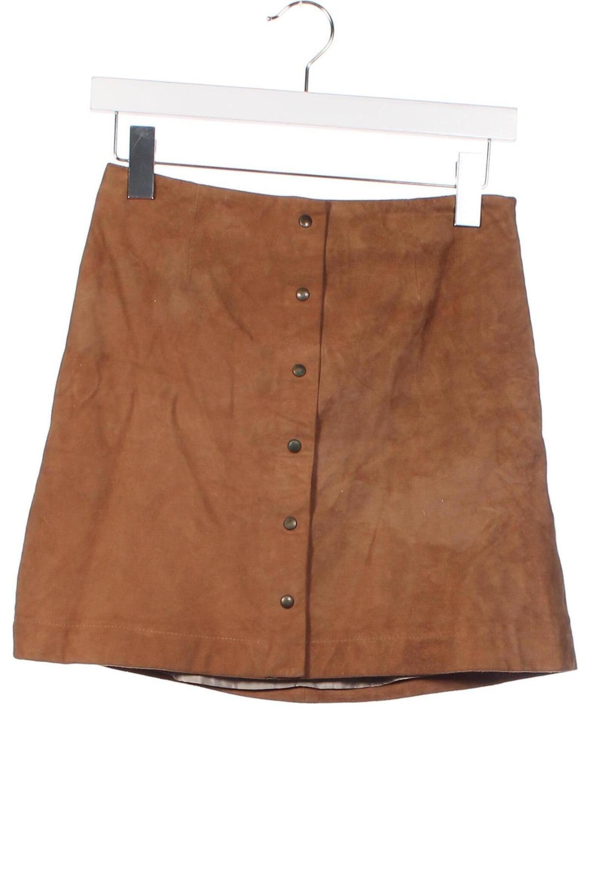 Kožená sukně  Massimo Dutti, Velikost XS, Barva Hnědá, Cena  861,00 Kč