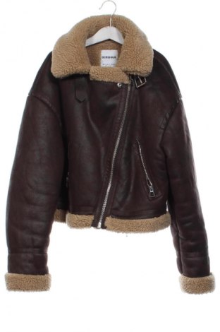 Geacă de piele pentru femei Bershka, Mărime XS, Culoare Maro, Preț 100,09 Lei