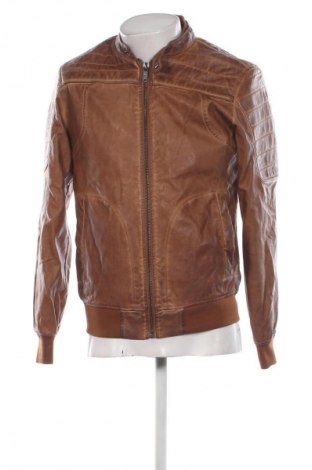 Мъжко кожено яке Bershka, Размер M, Цвят Кафяв, Цена 49,02 лв.