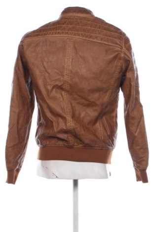 Мъжко кожено яке Bershka, Размер M, Цвят Кафяв, Цена 49,02 лв.