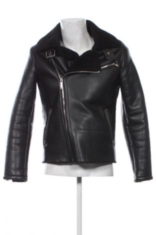 Мъжко кожено яке Zara Man, Размер M, Цвят Черен, Цена 83,63 лв.