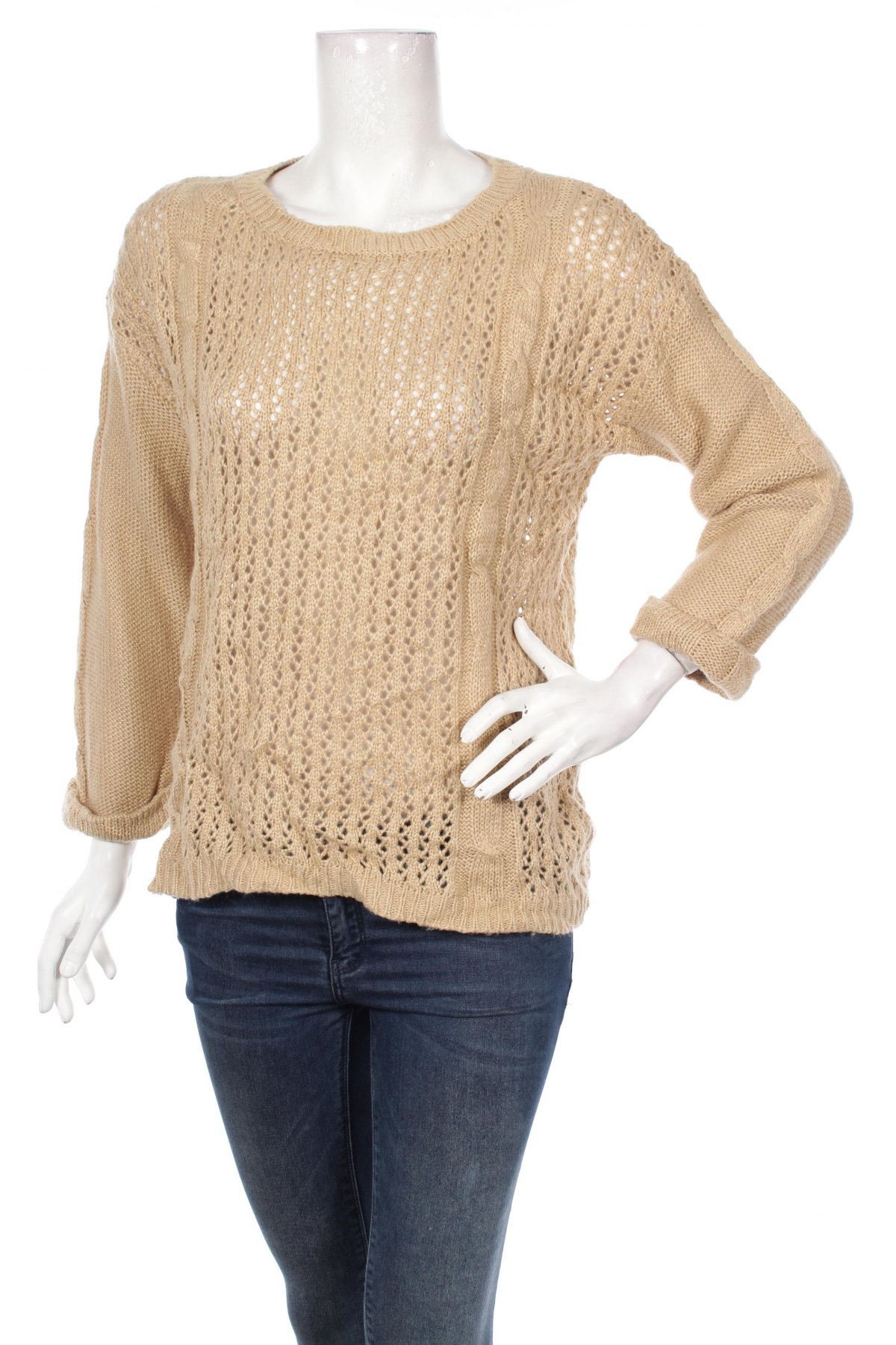 Дамски пуловер Grace Elements, Размер M, Цвят Бежов, Цена 33,15 лв.