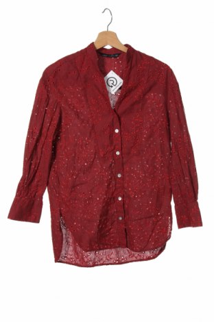 Damska koszula Zara, Rozmiar XS, Kolor Czerwony, 55% len, 45% bawełna, Cena 39,15 zł