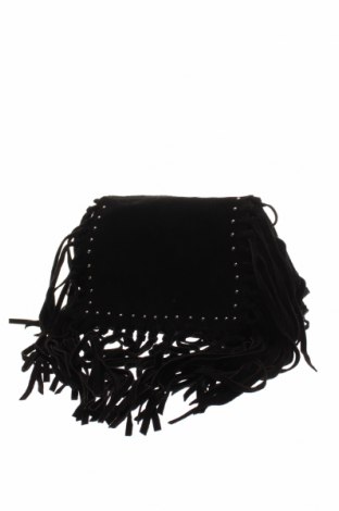 Дамска чанта Mango, Цвят Черен, Естествен велур, Цена 44,65 лв.