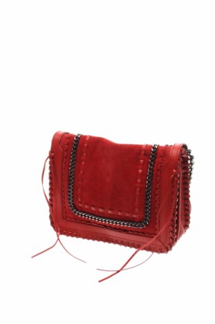 Дамска чанта Zara, Цвят Червен, Естествен велур, естествена кожа, Цена 56,00 лв.