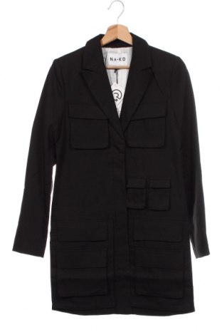 Дамско палто NA-KD, Размер XXS, Цвят Черен, 80% полиестер, 16% вискоза, 4% еластан, Цена 98,02 лв.
