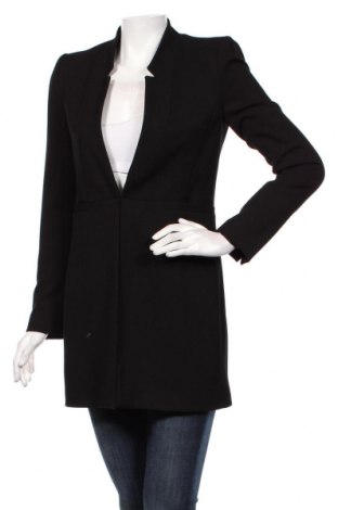 Дамско палто Zara, Размер S, Цвят Черен, 64% полиестер, 32% вискоза, 4% еластан, Цена 52,20 лв.
