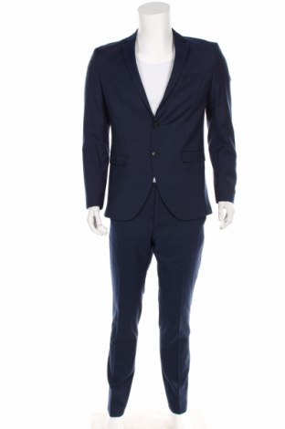 Мъжки костюм Premium By Jack & Jones, Размер L, Цвят Син, 77% полиестер, 22% вълна, 1% еластан, Цена 188,30 лв.