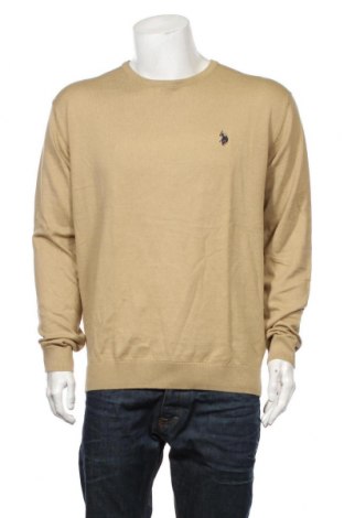 Мъжки пуловер U.S. Polo Assn., Размер XXL, Цвят Бежов, 90% памук, 10% кашмир, Цена 186,75 лв.