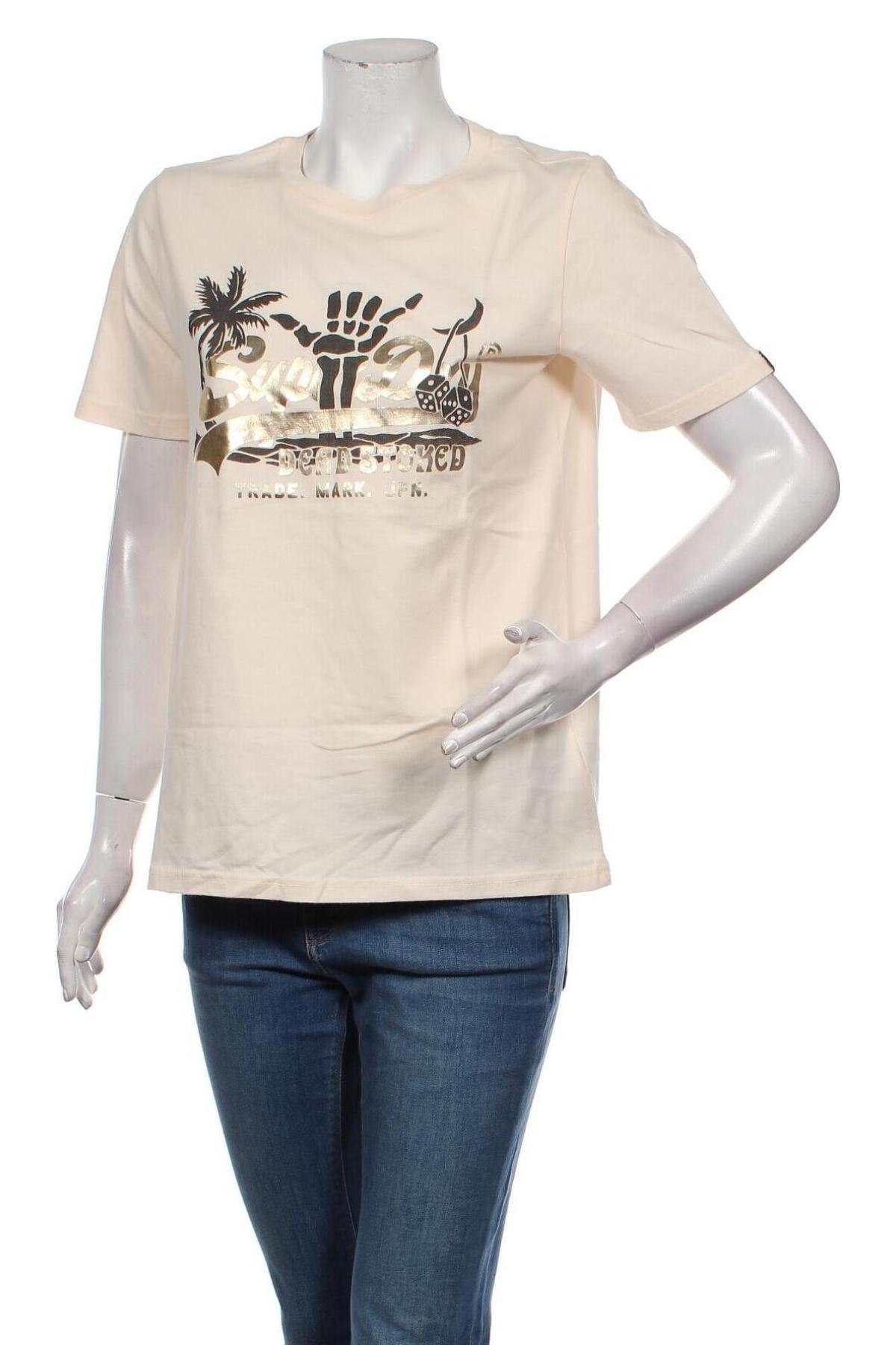 Γυναικείο t-shirt Superdry, Μέγεθος M, Χρώμα Εκρού, Βαμβάκι, Τιμή 14,25 €
