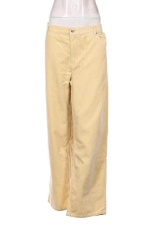 Pantaloni de velvet de femei Monki, Mărime XL, Culoare Galben, Preț 32,24 Lei