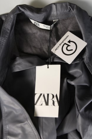 Дамска кожена риза Zara, Размер S, Цвят Сив, Цена 43,99 лв.