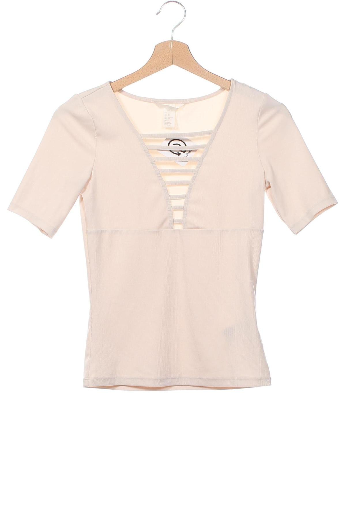 Damen Shirt H&M, Größe XS, Farbe Beige, Preis 5,99 €