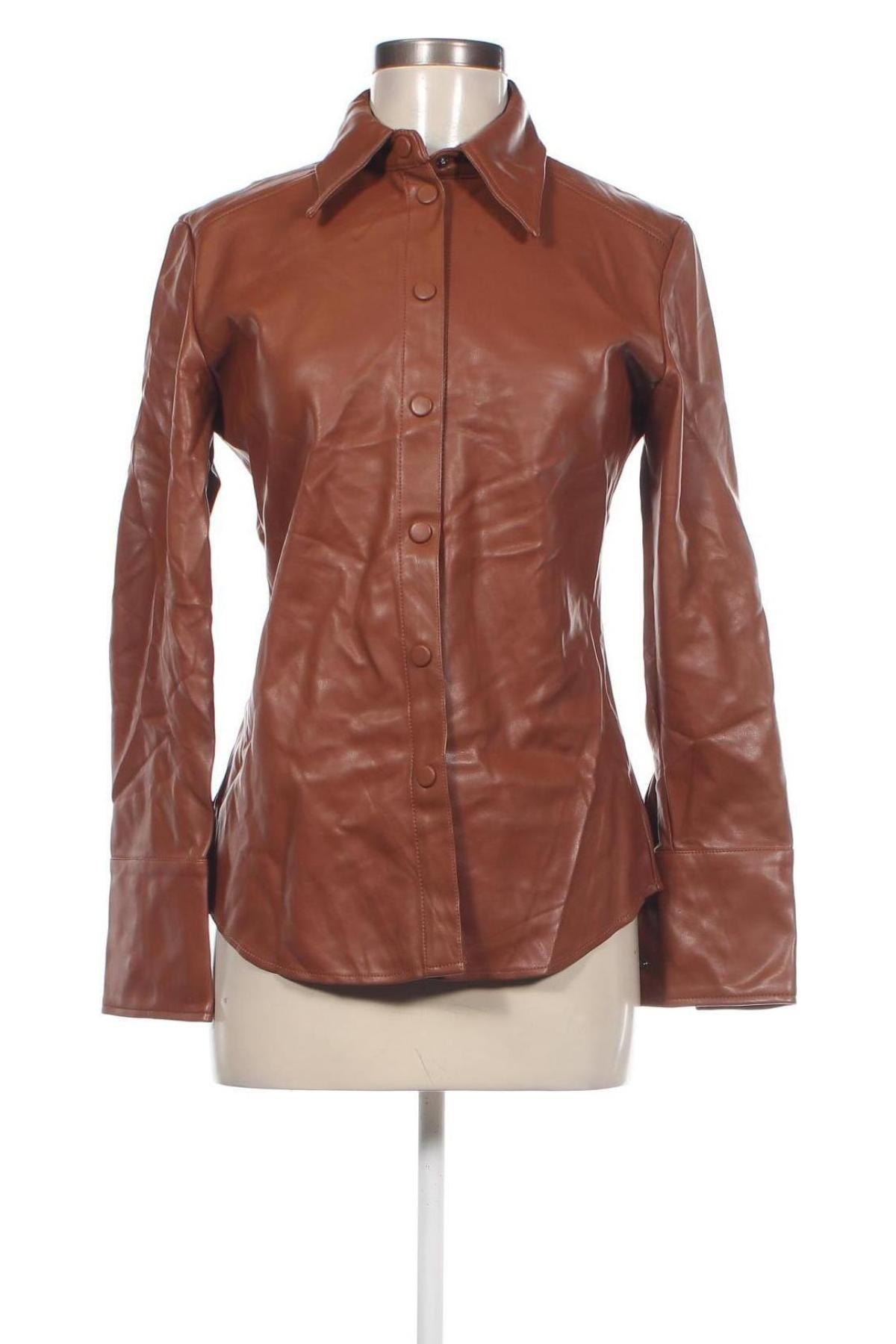 Damen Lederhemd Zara, Größe S, Farbe Braun, Preis 18,99 €