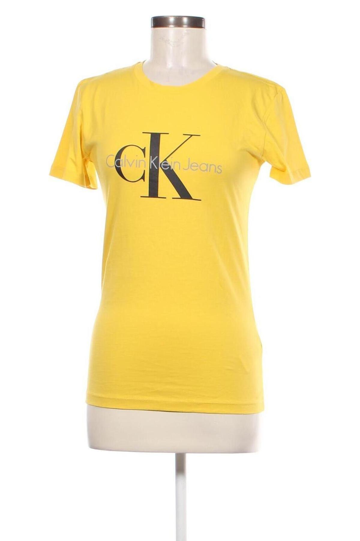 Γυναικείο t-shirt Calvin Klein Jeans, Μέγεθος S, Χρώμα Κίτρινο, Τιμή 50,99 €