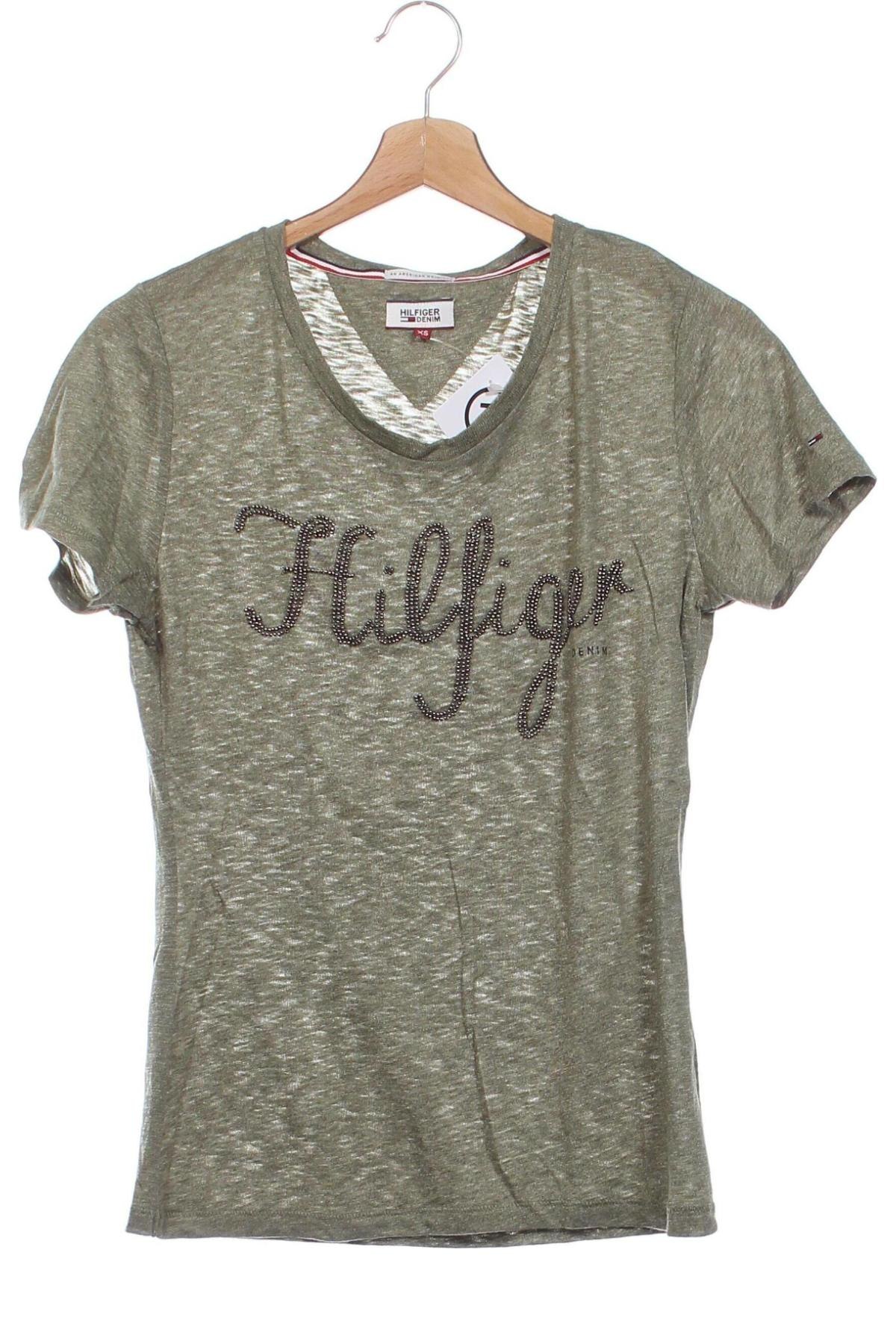 Damski T-shirt Hilfiger Denim, Rozmiar XS, Kolor Zielony, Cena 48,99 zł