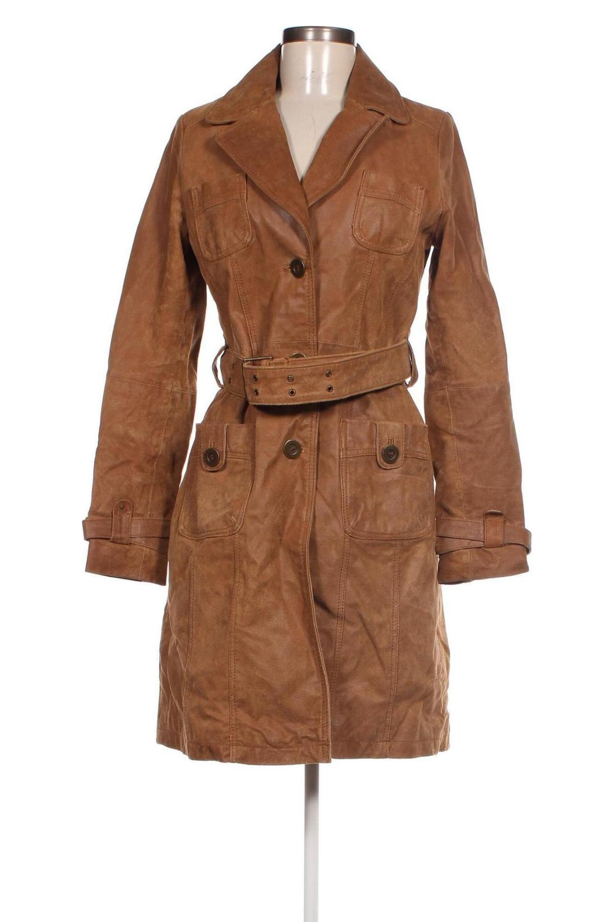 Damen Ledermantel, Größe M, Farbe Beige, Preis € 67,99