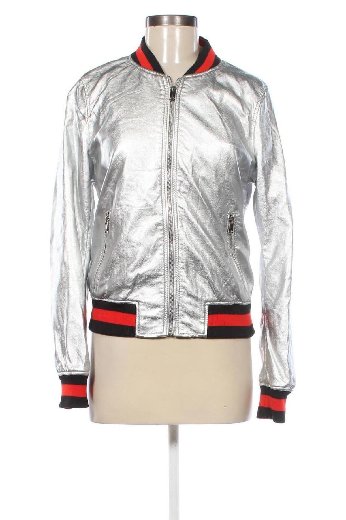 Damen Lederjacke, Größe L, Farbe Silber, Preis € 21,49