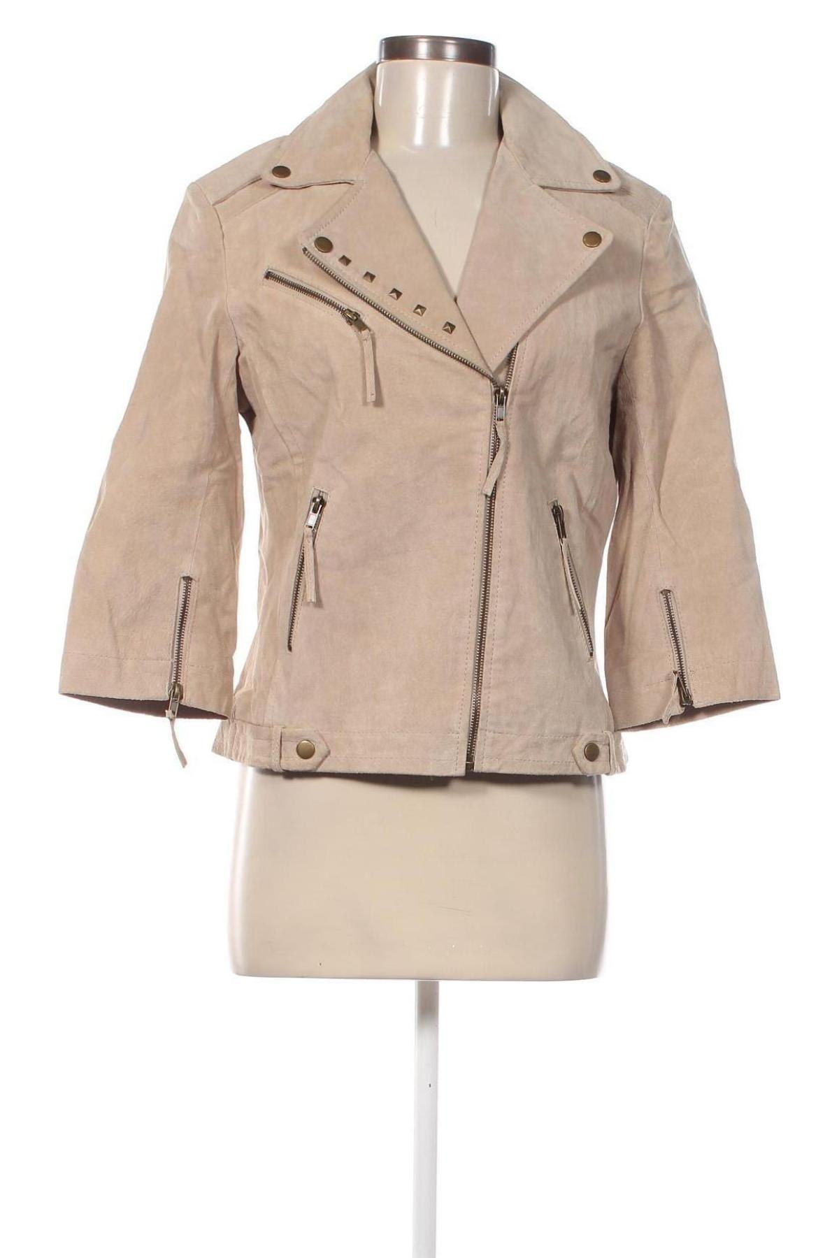 Damen Lederjacke, Größe L, Farbe Beige, Preis 33,99 €