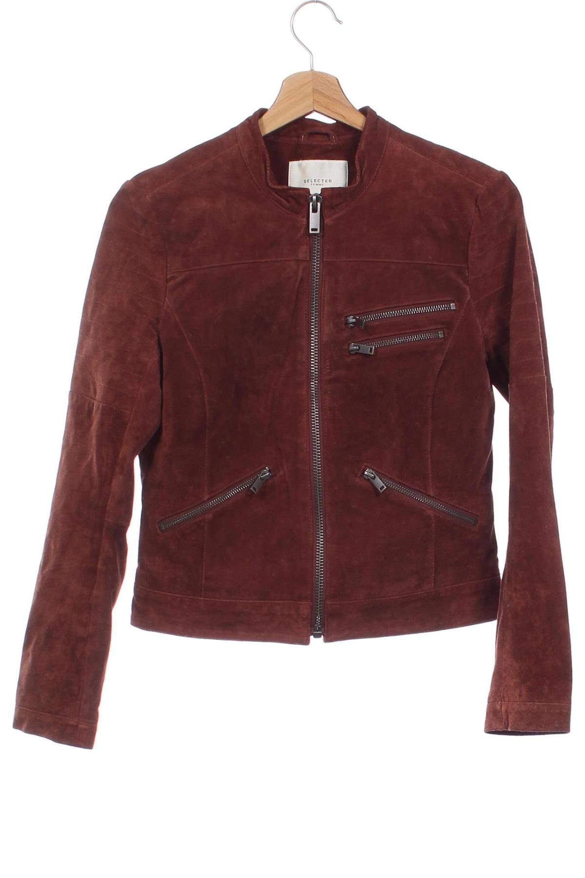 Damen Lederjacke Selected Femme, Größe XS, Farbe Braun, Preis € 42,49