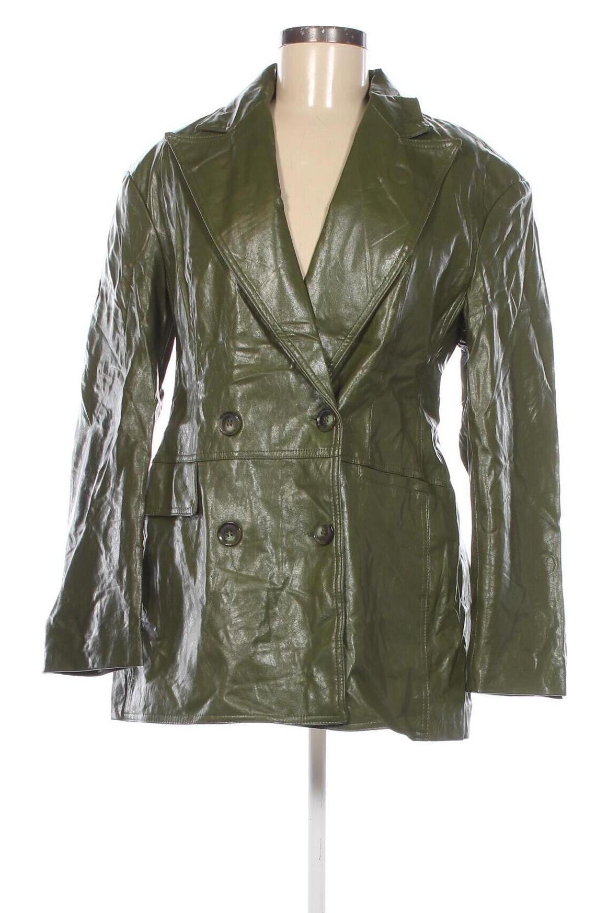 Damen Lederjacke Zara, Größe L, Farbe Grün, Preis € 28,79