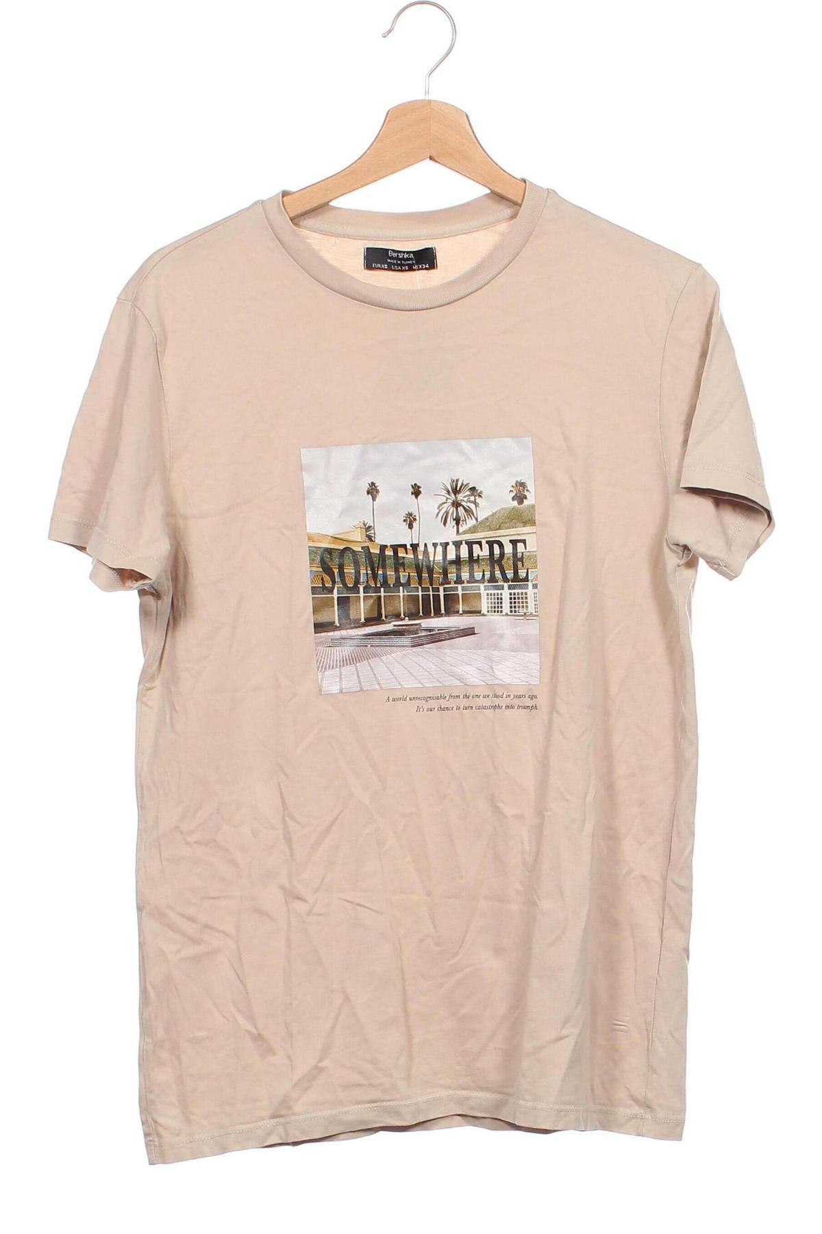 Ανδρικό t-shirt Bershka, Μέγεθος XS, Χρώμα  Μπέζ, Τιμή 3,99 €