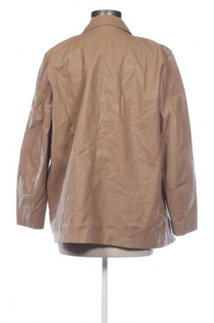 Дамско кожено яке Zara, Размер L, Цвят Бежов, Цена 41,99 лв.