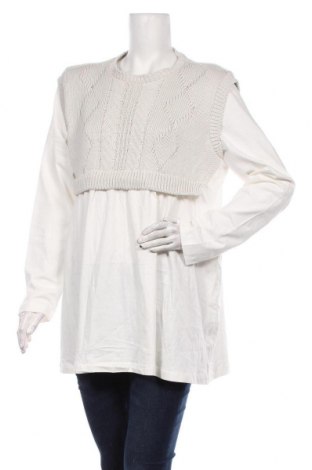 Дамска блуза Zara, Размер M, Цвят Бял, 58% полиестер, 9% памук, 3% други тъкани, Цена 24,15 лв.