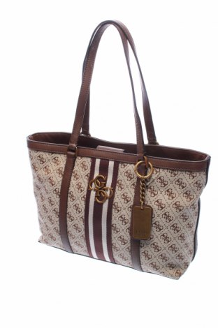 Γυναικεία τσάντα Guess, Χρώμα Καφέ, Κλωστοϋφαντουργικά προϊόντα, γνήσιο δέρμα, Τιμή 142,66 €