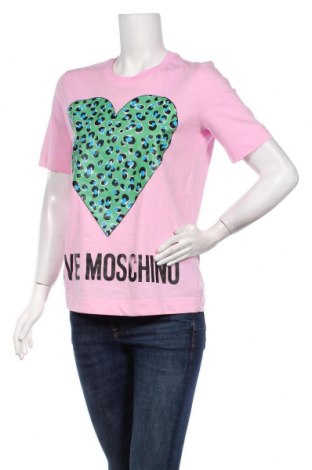 Damski T-shirt Love Moschino, Rozmiar S, Kolor Różowy, Bawełna, Cena 396,75 zł