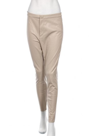 Дамски кожен панталон Zara, Размер M, Цвят Бежов, Еко кожа, Цена 46,20 лв.