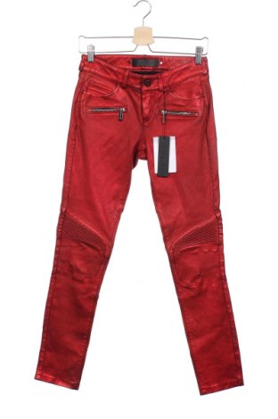 Дамски кожен панталон Barbara Bui, Размер XS, Цвят Червен, Естествена кожа, Цена 187,60 лв.