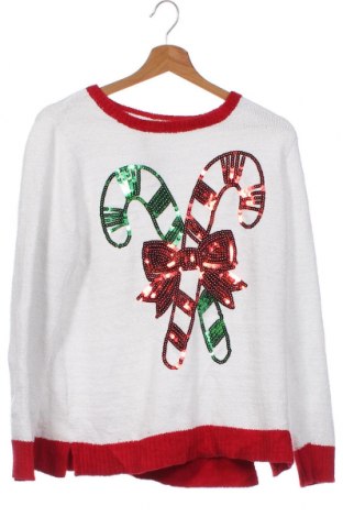 Детски пуловер, Размер 13-14y/ 164-168 см, Цвят Бял, 98% полиестер, 2% метални нишки, Цена 23,10 лв.