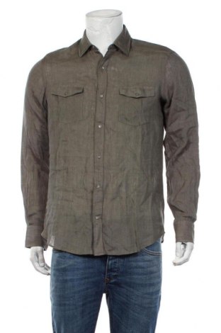 Мъжка риза Massimo Dutti, Размер M, Цвят Зелен, 100% лен, Цена 76,45 лв.