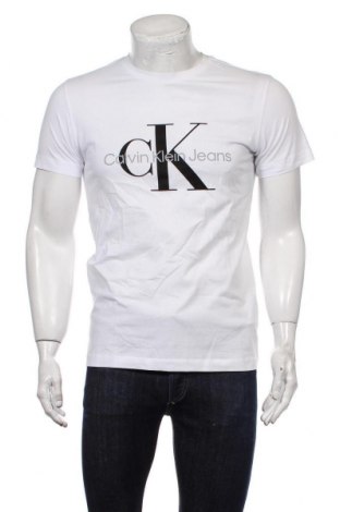 Herren T-Shirt Calvin Klein Jeans, Größe M, Farbe Weiß, Baumwolle, Preis 28,50 €