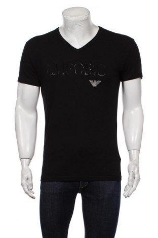 Męski T-shirt Emporio Armani, Rozmiar XL, Kolor Czarny, 95% bawełna, 5% elastyna, Cena 327,45 zł