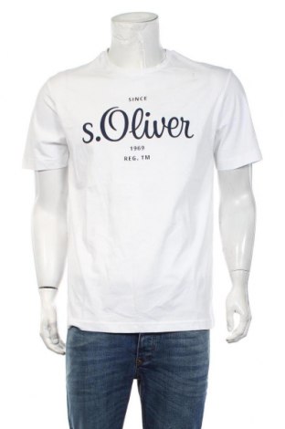 Мъжка тениска S.Oliver, Размер L, Цвят Бял, Памук, Цена 27,30 лв.