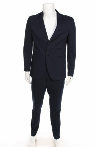 Мъжки костюм Jack & Jones, Размер L, Цвят Син, 78% полиестер, 17% вискоза, 5% еластан, Цена 66,47 лв.