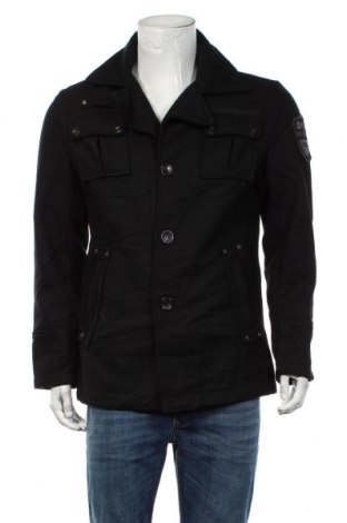 Мъжко палто Cipo & Baxx, Размер L, Цвят Черен, 50% вълна, 50% полиестер, Цена 114,45 лв.