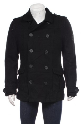 Мъжко палто Clockhouse, Размер M, Цвят Черен, 64% вълна, 23% полиестер, 13% вискоза, Цена 132,30 лв.