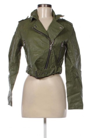 Damen Lederjacke Bershka, Größe M, Farbe Grün, Preis € 23,87