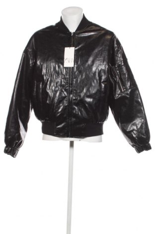 Ανδρικό δερμάτινο μπουφάν Zara, Μέγεθος L, Χρώμα Μαύρο, Τιμή 41,94 €