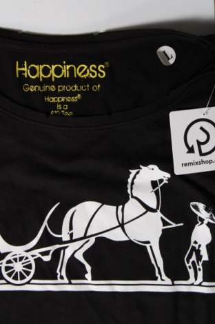 Damski T-shirt Happiness, Rozmiar L, Kolor Czarny, Cena 56,99 zł