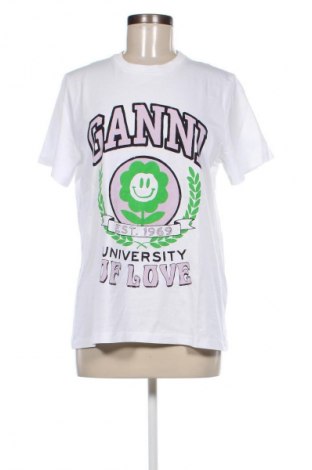 Γυναικείο t-shirt Ganni, Μέγεθος S, Χρώμα Λευκό, Τιμή 37,49 €