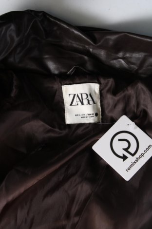 Γυναικείο δερμάτινο μπουφάν Zara, Μέγεθος L, Χρώμα Καφέ, Τιμή 13,99 €