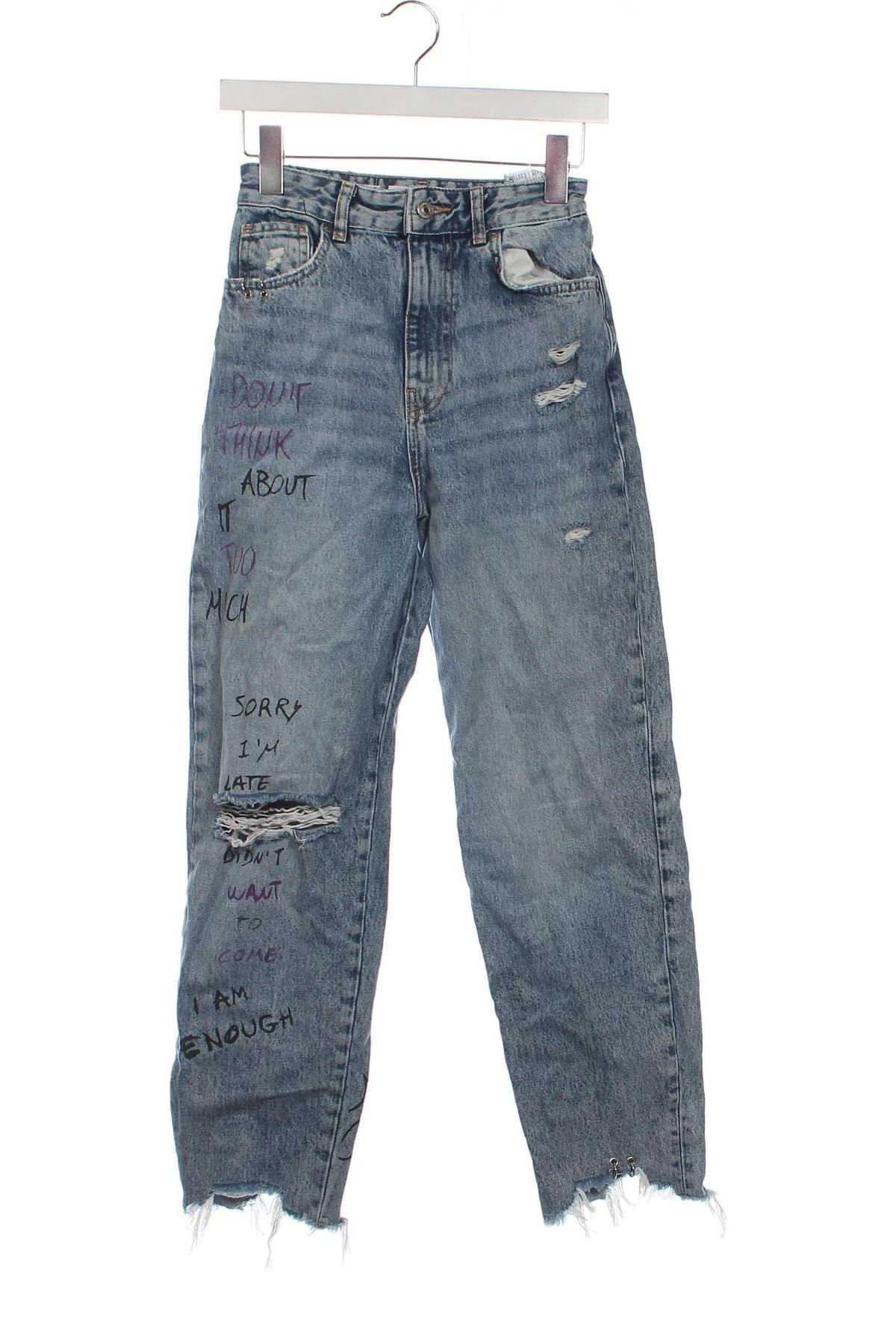 Damskie jeansy Bershka, Rozmiar XS, Kolor Niebieski, Cena 46,99 zł