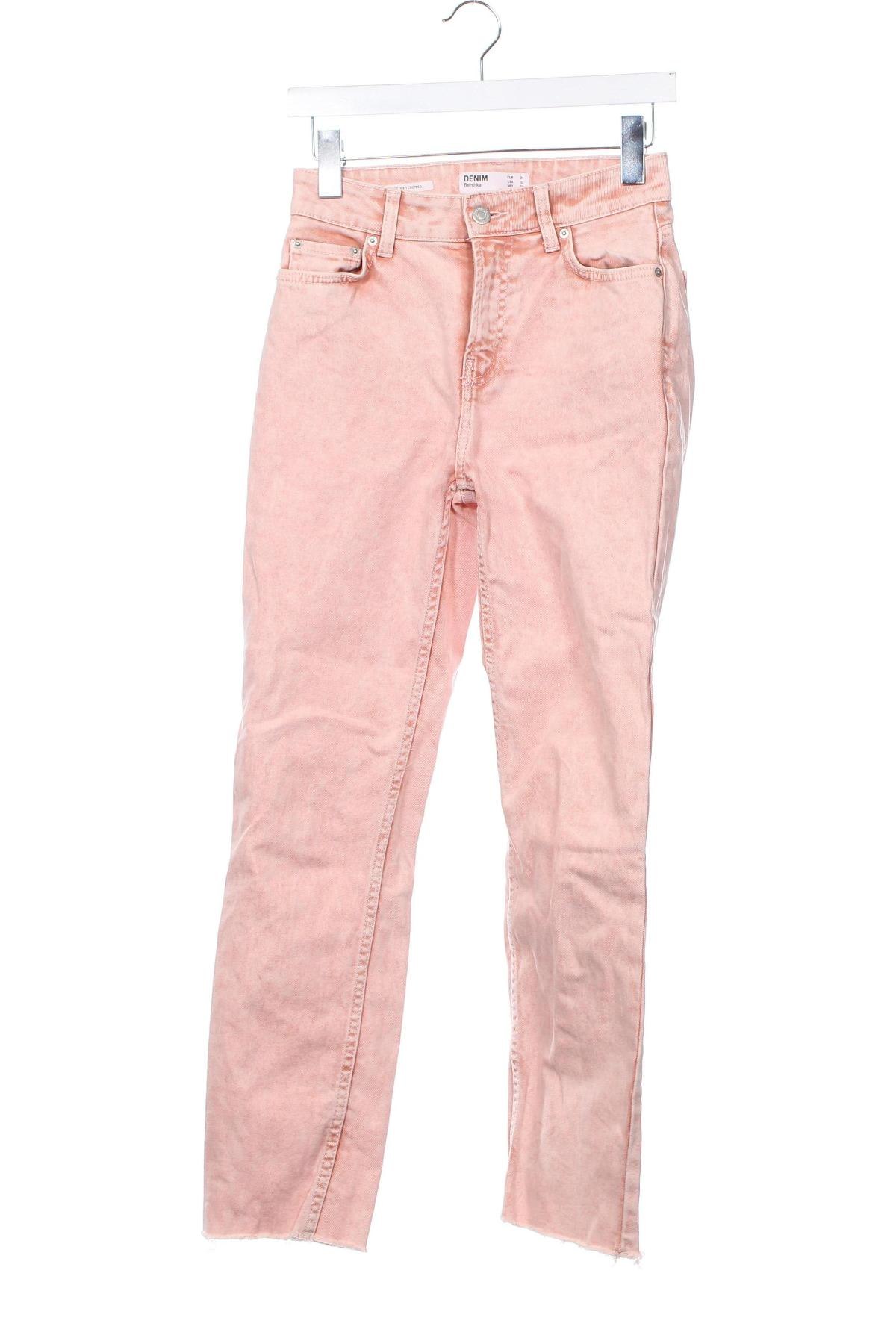 Damskie jeansy Bershka, Rozmiar XS, Kolor Różowy, Cena 32,99 zł