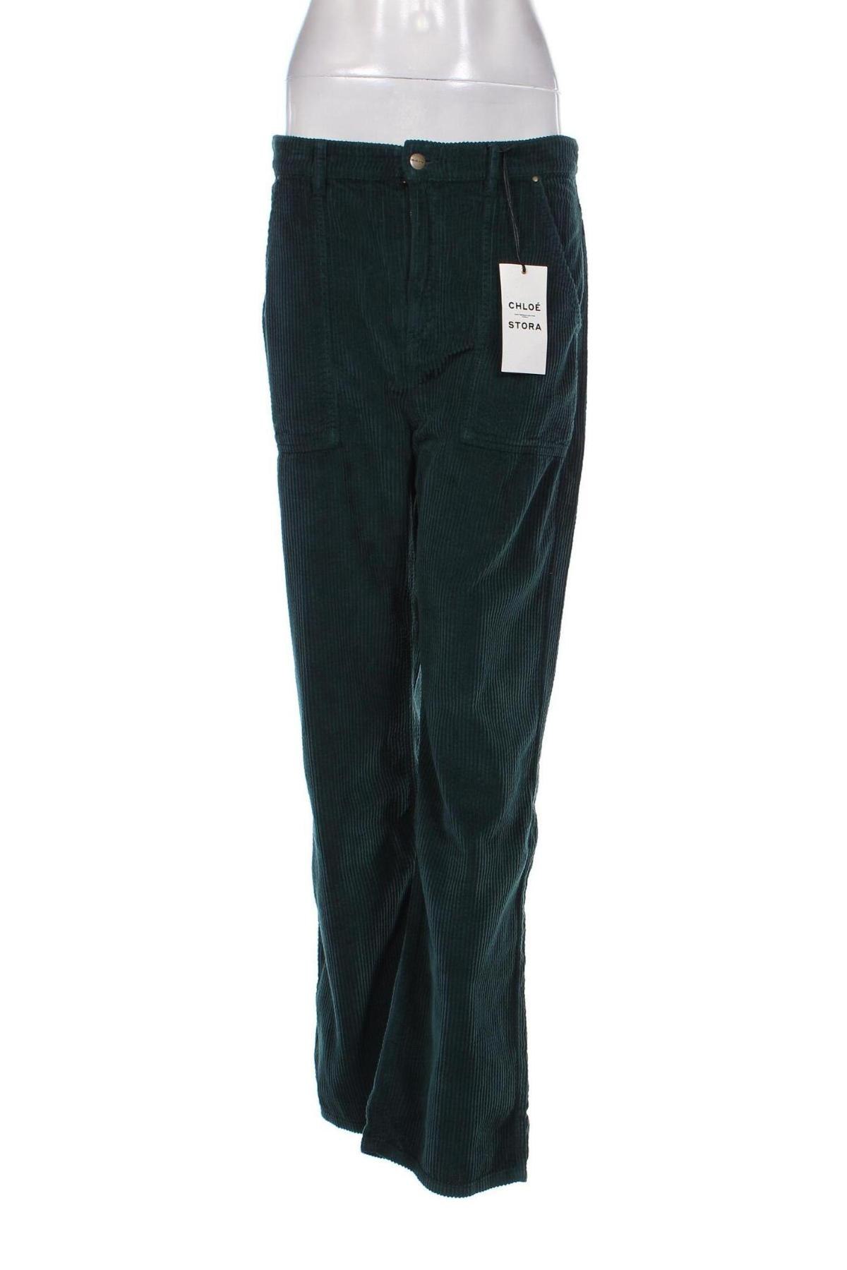 Pantaloni de velvet de femei Chloe Stora, Mărime M, Culoare Verde, Preț 707,99 Lei